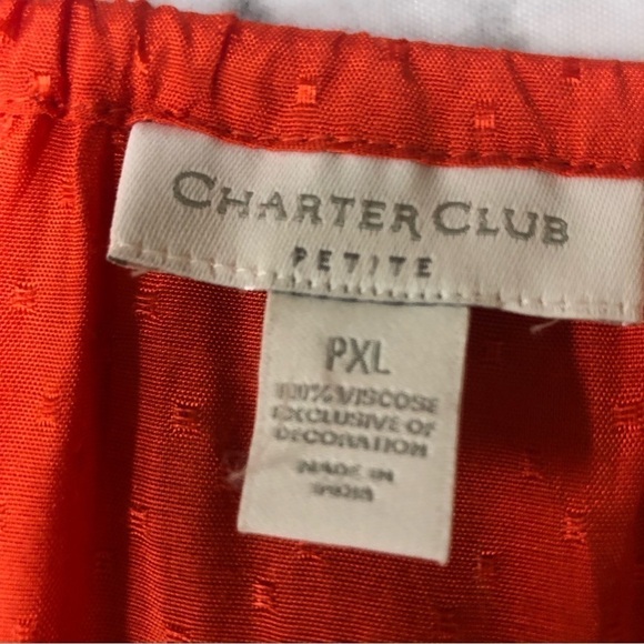 Charter Club Orange Swiss Dot Blouse Size PXL Petite NWT - Picture 3 of 6